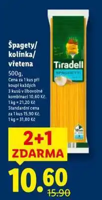 Lidl TIRADELL ŠPAGETY / KOLÍNKA / VŘETENA nabídka
