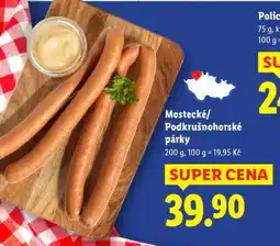 Lidl MOSTECKÉ/PODKRUŠNOHORSKÉ PÁRKY nabídka