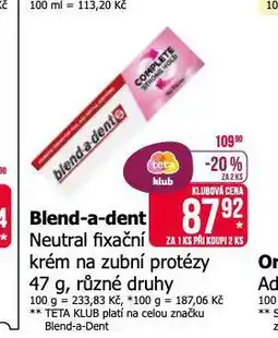 Teta Blend a dent fixační krém na zubní protézu nabídka