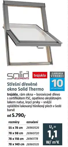 Bauhaus Střešní dřevěné okno Solid Thermo nabídka