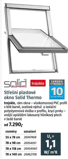 Bauhaus Střešní plastové okno Solid Thermo nabídka