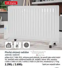 Bauhaus Plochý olejový radiátor nabídka