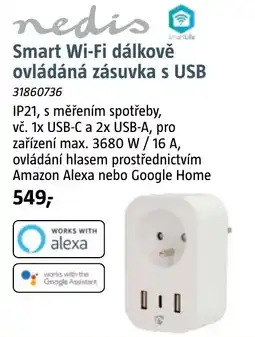 Bauhaus Smart Wi-Fi dálkově ovládáná zásuvka s USB nabídka
