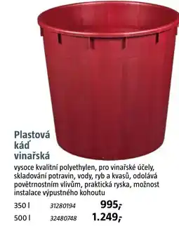 Bauhaus Plastová káď vinařská nabídka