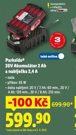 Lidl Parkside 20v akumulátor 2 ah nabídka