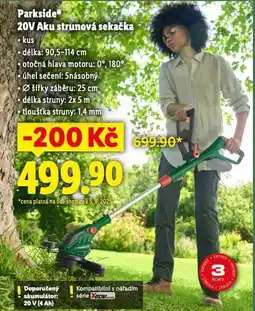 Lidl Parkside 20v aku strunová sekačka nabídka