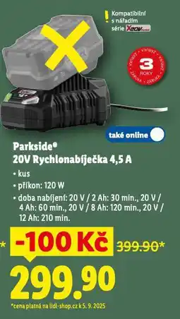Lidl Parkside 20v rychlonabíječka 4.5 a nabídka