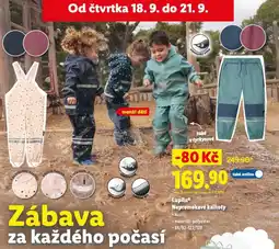 Lidl Lupilu nepromokavé kalhoty nabídka