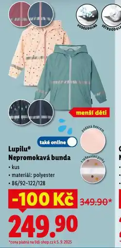 Lidl Lupilu nepromokavá bunda nabídka