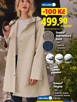 Lidl Esmara nepromokavý kabát nabídka