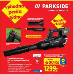 Lidl Parkside 40v aku turbínový foukač listí nabídka