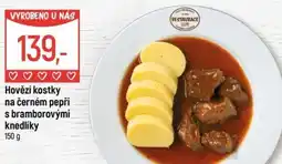 Globus Hovězí kostky na černém pepři s bramborovými knedlíky nabídka