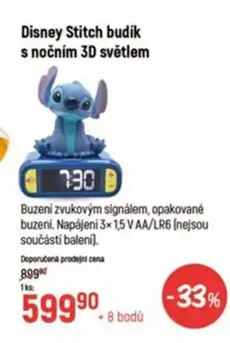 Globus Disney Stitch budík s nočním 3D světlem nabídka