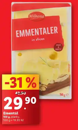 Lidl Milbona Ementál nabídka