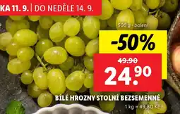 Lidl Bílé hrozny stolní bezsemenné nabídka