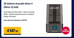 Datart 3D tiskárna Anycubic Mono 4 (Mono 4) šedá nabídka