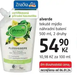dm drogerie Alverde tekuté mýdlo nabídka