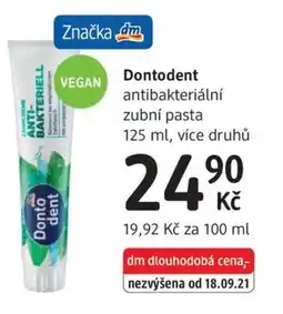 dm drogerie Dontodent antibakteriální zubní pasta nabídka