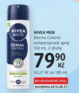 dm drogerie NIVEA Men Derma Control antiperspirant sprej nabídka