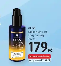 dm drogerie GLISS Night Nutri Mist sprej nabídka