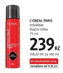 dm drogerie L'ORÉAL Paris Infaillible fixační mlha nabídka