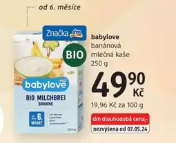 dm drogerie Babylove banánová mléčná kaše nabídka