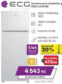 Expert ECG Kombinovaná chladnička ERD 21430 WE nabídka