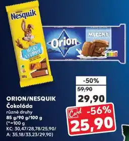 Kaufland ORION/NESQUIK Čokoláda nabídka