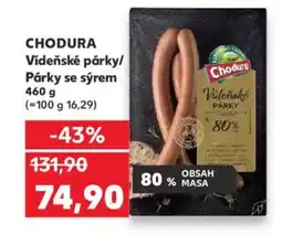 Kaufland CHODURA Vídeňské párky/ párky se sýrem nabídka