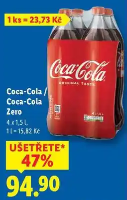Lidl Coca-Cola/Coca-Cola Zero, 4x 1,5 l nabídka
