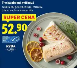 Lidl Treska obecná svíčková, cena za 100 g nabídka