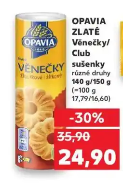 Kaufland OPAVIA Zlaté Věnečky/ Club sušenky nabídka