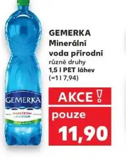 Kaufland GEMERKA Minerální voda přírodní nabídka