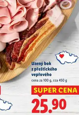 Lidl Uzený bok z přeštického vepřového, cena za 100 g nabídka