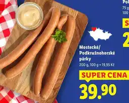 Lidl Mostecké/Podkrušnohorské párky, 200 g nabídka
