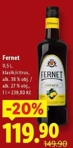 Lidl Fernet, 0,5 l nabídka