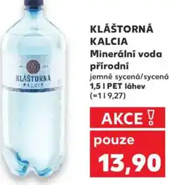 Kaufland KLÁŠTORNÁ KALCIA Minerální voda přírodní nabídka
