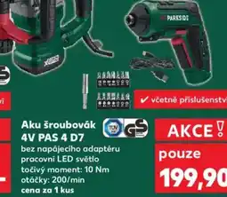 Kaufland Parkside Aku šroubovák 4V PAS 4 D7 nabídka