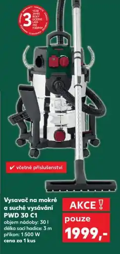 Kaufland Parkside Vysavač na mokré a suché vysávání PWD 30 C1 nabídka