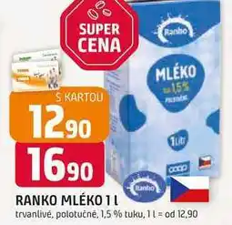 Trefa RANKO MLÉKO trvanlivé, polotučné, 1,5 % tuku, 1l nabídka