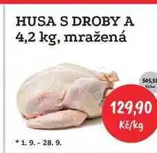 RABBIT řeznictví HUSA S DROBY A 4,2 kg, mražená cena za 1kg nabídka