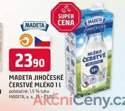 Trefa MADETA JIHOČESKÉ ČERSTVÉ MLÉKO 1l polotučné, 1,5 % tuku nabídka