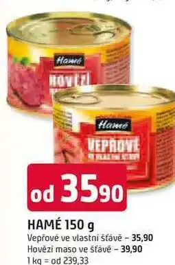 Trefa Hamé Vepřové ve vlastní šťávě 150g nabídka