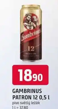 Trefa GAMBRINUS PATRON 12° 0,5l pivo světlý ležák nabídka