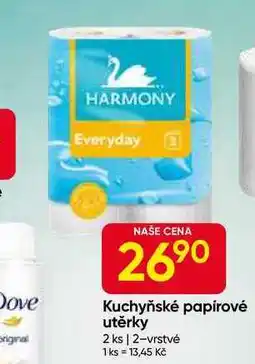 Hruška HARMONY Kuchyňské papírové utěrky 2 ks 2-vrstvé nabídka