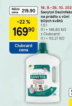Tesco SANYTOL Dezinfekce na prádlo s vůní bílých květů nabídka