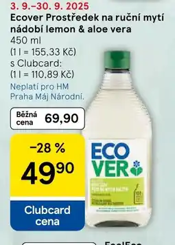 Tesco Ecover Prostředek na ruční mytí nádobí lemon & aloe vera nabídka