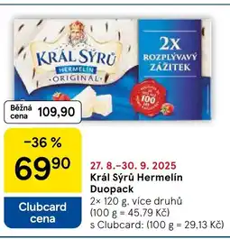 Tesco Král Sýrů Hermelín Duopack nabídka