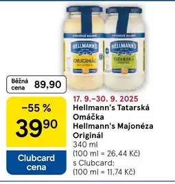 Tesco HELLMANN'S Tatarská Omáčka HELLMANN'S Majonéza Originál nabídka