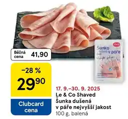 Tesco Le & Co Shaved Šunka dušená v páře nejvyšší jakost nabídka